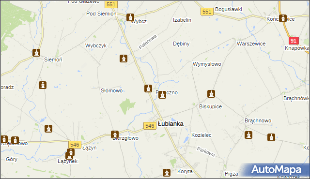 mapa Przeczno gmina Łubianka, Przeczno gmina Łubianka na mapie Targeo