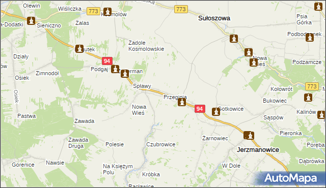 mapa Przeginia, Przeginia na mapie Targeo