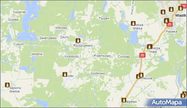 mapa Przemkowo gmina Miastko, Przemkowo gmina Miastko na mapie Targeo