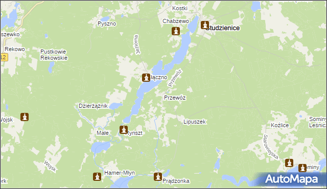 mapa Przewóz gmina Studzienice, Przewóz gmina Studzienice na mapie Targeo