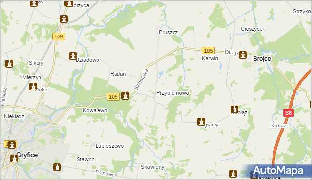 mapa Przybiernowo, Przybiernowo na mapie Targeo