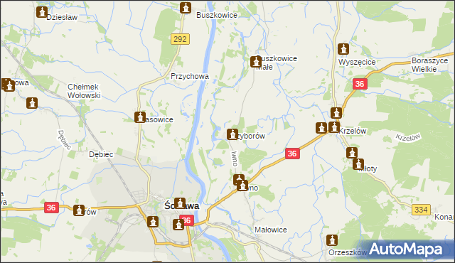 mapa Przyborów gmina Wińsko, Przyborów gmina Wińsko na mapie Targeo