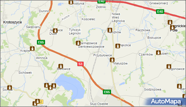 mapa Przybyłowice, Przybyłowice na mapie Targeo