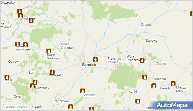 mapa Przychód gmina Szreńsk, Przychód gmina Szreńsk na mapie Targeo