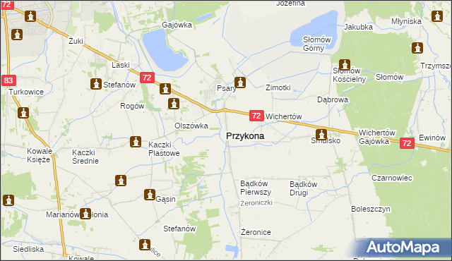mapa Przykona, Przykona na mapie Targeo