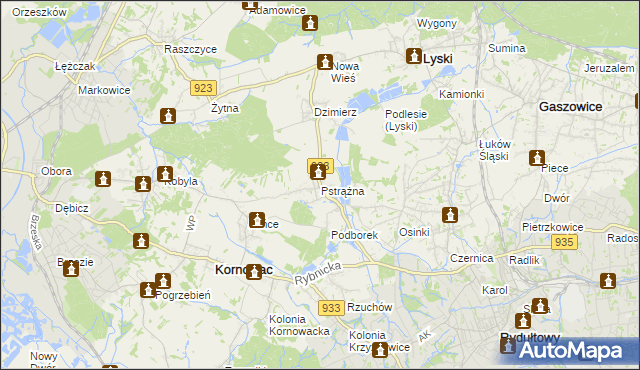 mapa Pstrążna, Pstrążna na mapie Targeo