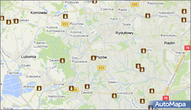 mapa Pszów, Pszów na mapie Targeo