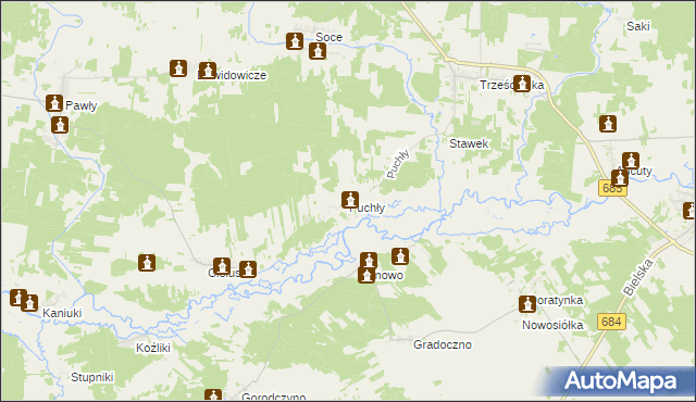 mapa Puchły, Puchły na mapie Targeo