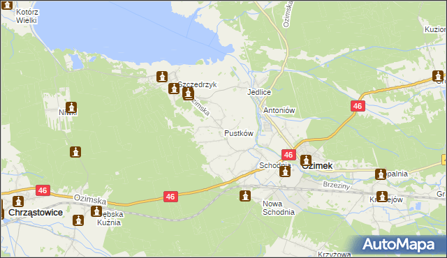 mapa Pustków gmina Ozimek, Pustków gmina Ozimek na mapie Targeo