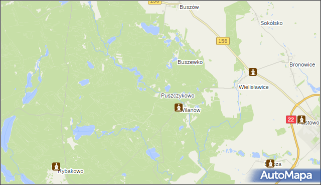 mapa Puszczykowo gmina Strzelce Krajeńskie, Puszczykowo gmina Strzelce Krajeńskie na mapie Targeo