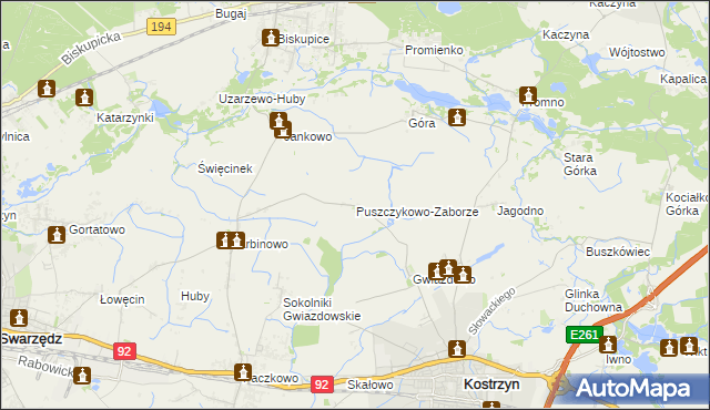 mapa Puszczykowo-Zaborze, Puszczykowo-Zaborze na mapie Targeo