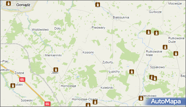 mapa Pyzy, Pyzy na mapie Targeo