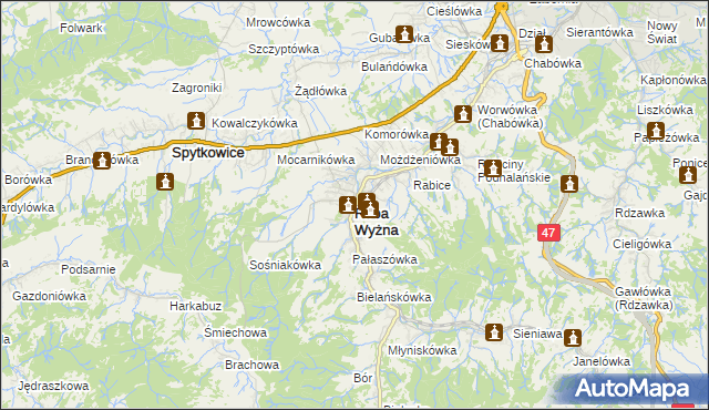 mapa Raba Wyżna, Raba Wyżna na mapie Targeo