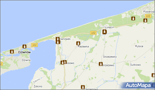 mapa Radawka, Radawka na mapie Targeo