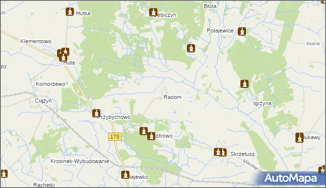 mapa Radom gmina Ryczywół, Radom gmina Ryczywół na mapie Targeo
