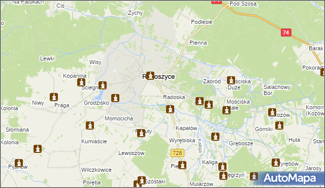 mapa Radoska, Radoska na mapie Targeo