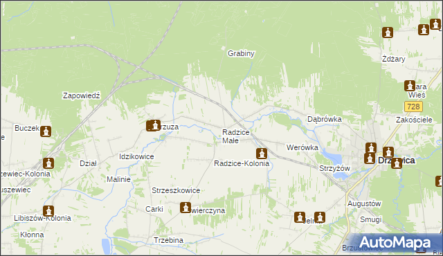 mapa Radzice Małe, Radzice Małe na mapie Targeo