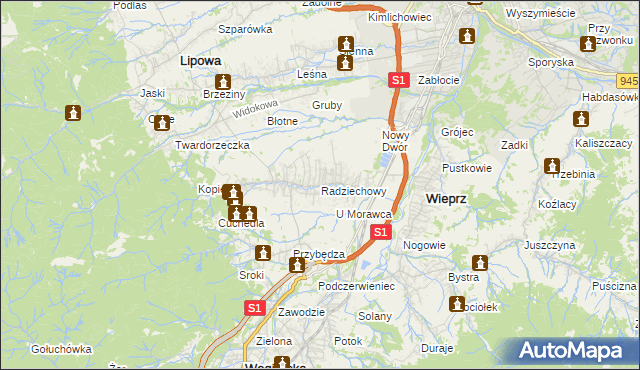 mapa Radziechowy, Radziechowy na mapie Targeo