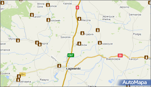 mapa Radzików gmina Łagiewniki, Radzików gmina Łagiewniki na mapie Targeo