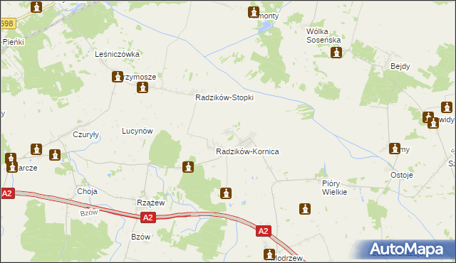 mapa Radzików-Oczki, Radzików-Oczki na mapie Targeo