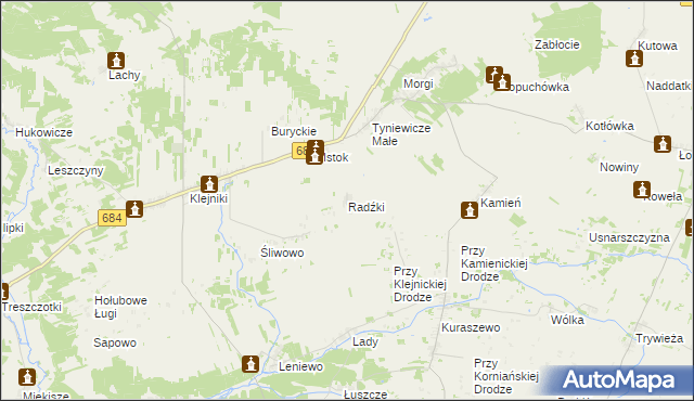 mapa Radźki, Radźki na mapie Targeo