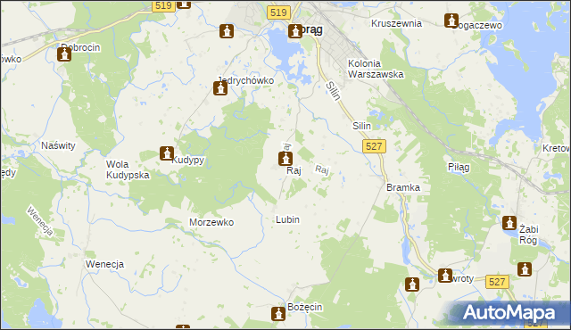 mapa Raj gmina Morąg, Raj gmina Morąg na mapie Targeo