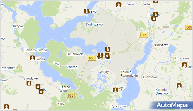 mapa Rajgród powiat grajewski, Rajgród powiat grajewski na mapie Targeo