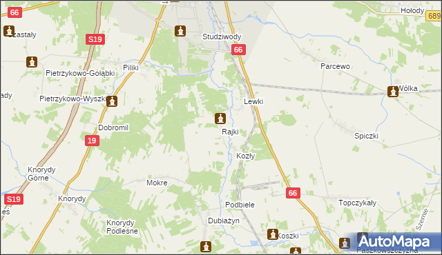 mapa Rajki, Rajki na mapie Targeo