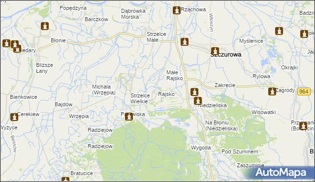 mapa Rajsko gmina Szczurowa, Rajsko gmina Szczurowa na mapie Targeo