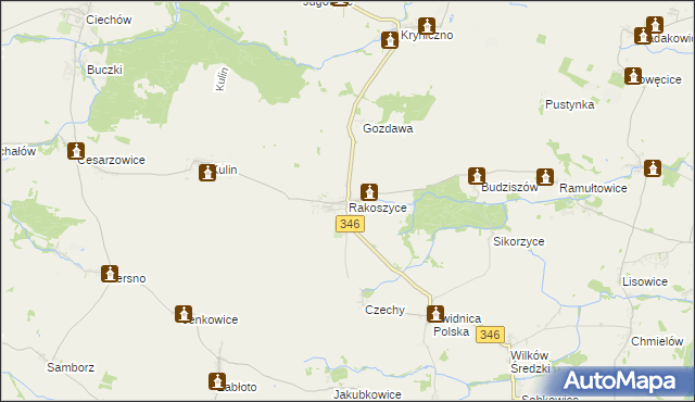 mapa Rakoszyce, Rakoszyce na mapie Targeo