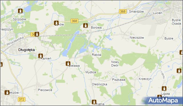 mapa Raków gmina Długołęka, Raków gmina Długołęka na mapie Targeo
