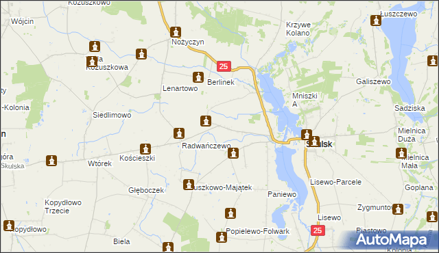 mapa Rakowo gmina Skulsk, Rakowo gmina Skulsk na mapie Targeo
