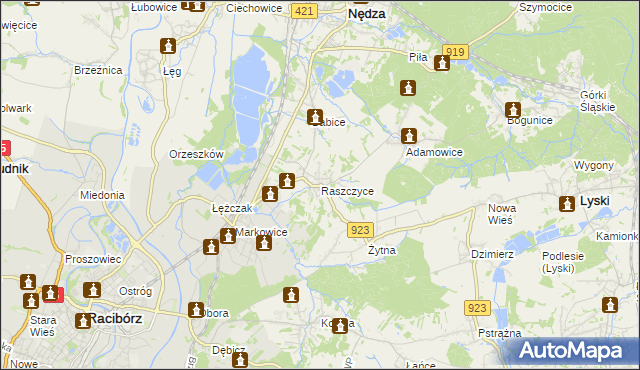 mapa Raszczyce, Raszczyce na mapie Targeo