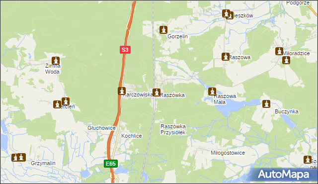 mapa Raszówka, Raszówka na mapie Targeo