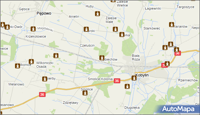 mapa Rębiechów, Rębiechów na mapie Targeo