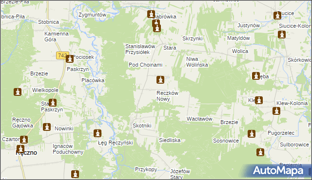 mapa Reczków Nowy, Reczków Nowy na mapie Targeo