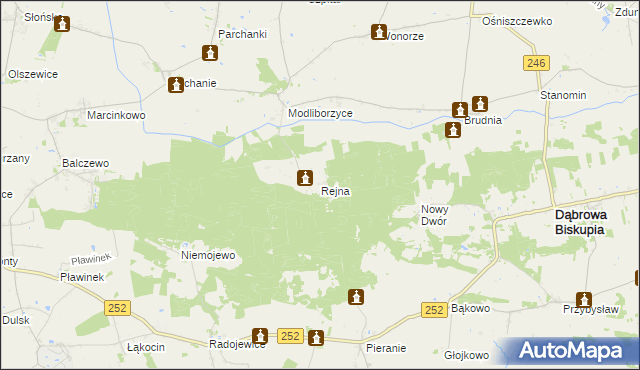 mapa Rejna, Rejna na mapie Targeo