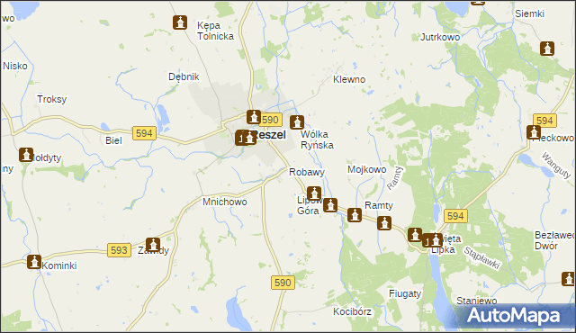 mapa Robawy, Robawy na mapie Targeo