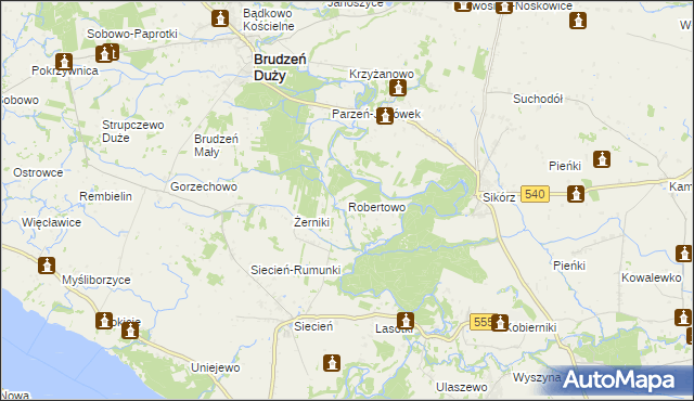 mapa Robertowo, Robertowo na mapie Targeo