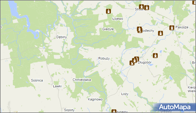 mapa Robuzy, Robuzy na mapie Targeo