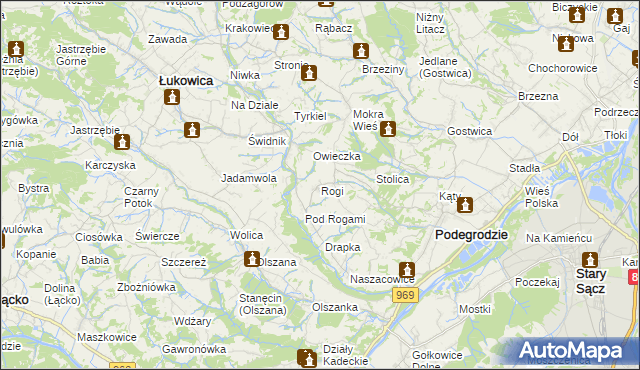 mapa Rogi gmina Podegrodzie, Rogi gmina Podegrodzie na mapie Targeo
