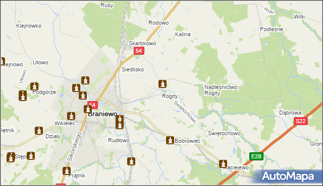 mapa Rogity, Rogity na mapie Targeo