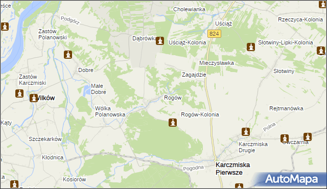 mapa Rogów gmina Wilków, Rogów gmina Wilków na mapie Targeo