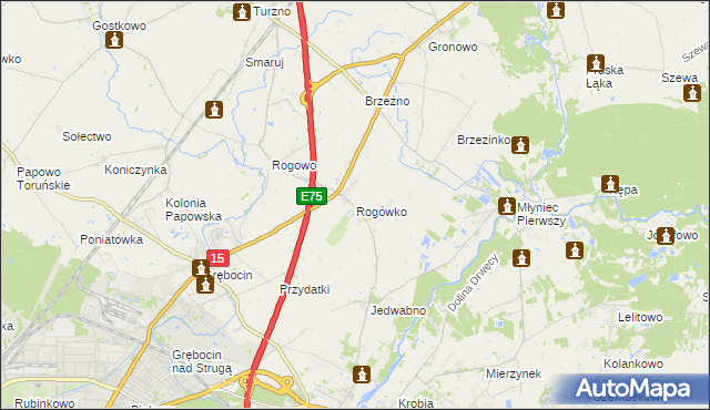 mapa Rogówko gmina Lubicz, Rogówko gmina Lubicz na mapie Targeo