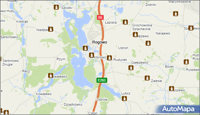 mapa Rogówko gmina Rogowo, Rogówko gmina Rogowo na mapie Targeo