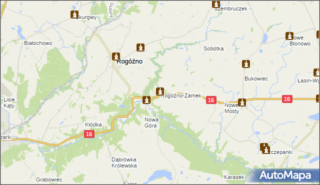 mapa Rogóźno-Zamek, Rogóźno-Zamek na mapie Targeo