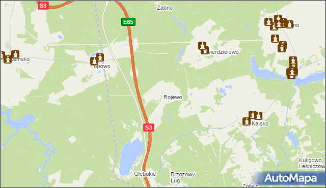 mapa Rojewo gmina Międzyrzecz, Rojewo gmina Międzyrzecz na mapie Targeo