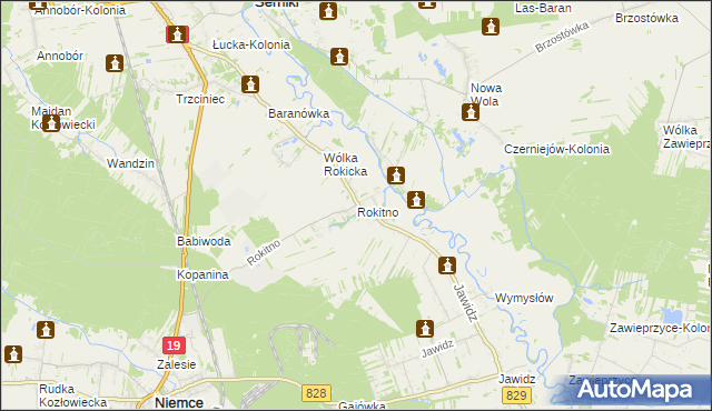 mapa Rokitno gmina Lubartów, Rokitno gmina Lubartów na mapie Targeo