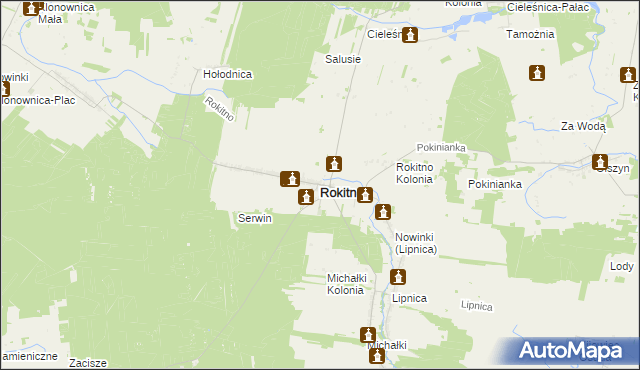 mapa Rokitno powiat bialski, Rokitno powiat bialski na mapie Targeo