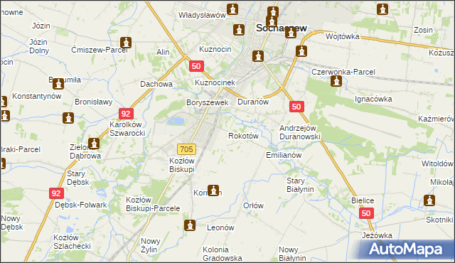 mapa Rokotów, Rokotów na mapie Targeo